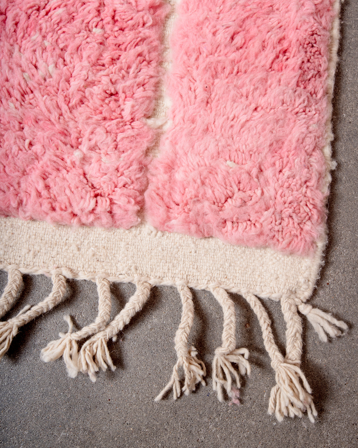 Modern, designer, handcrafted Berber rug from Morocco. Beniourain carpet with beautiful colours and patterns and fluffy wool texture.